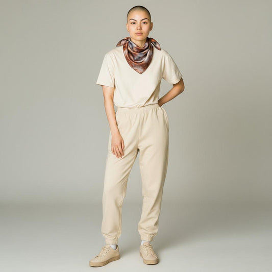 Ice-Dyed Silk Scarf: Handcrafted Bronze and Blue Luxury Accessory