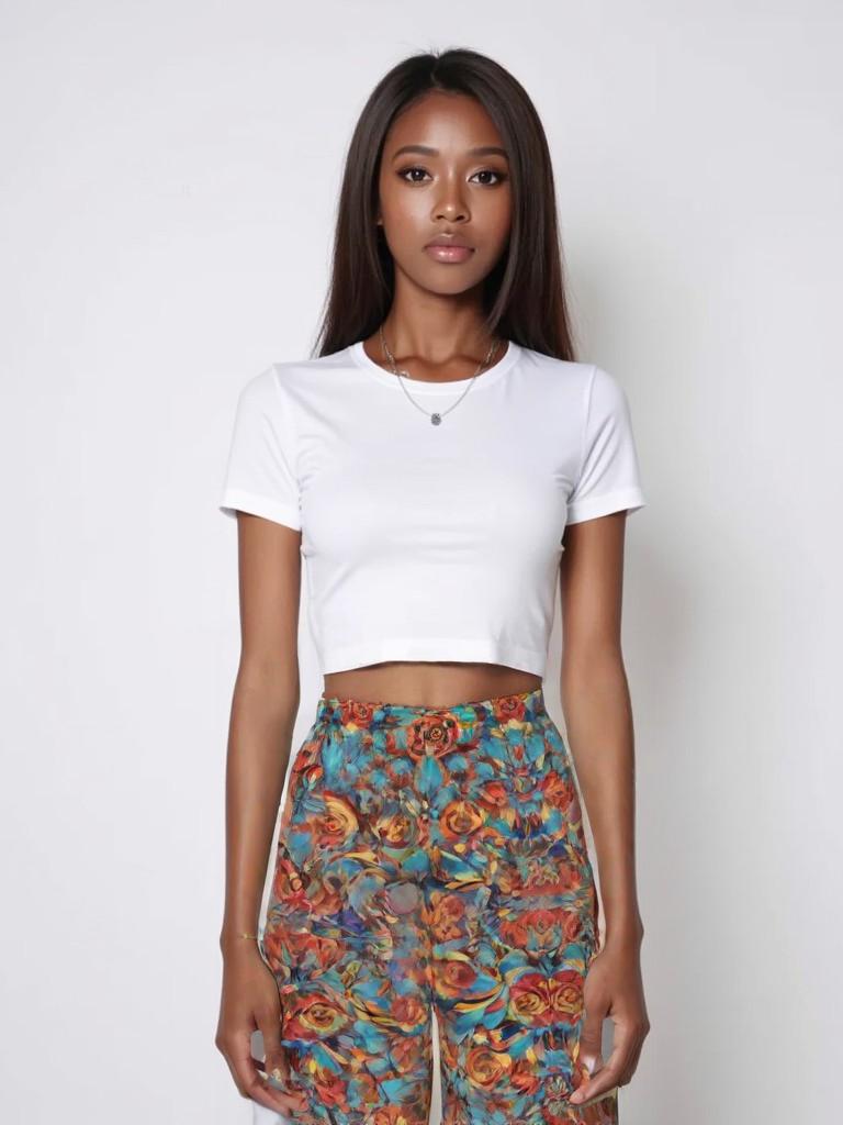 wide-leg pants Elegant Floral– Sophisticated and Stylish Ensemble elasticed waist wide legged trousers l
