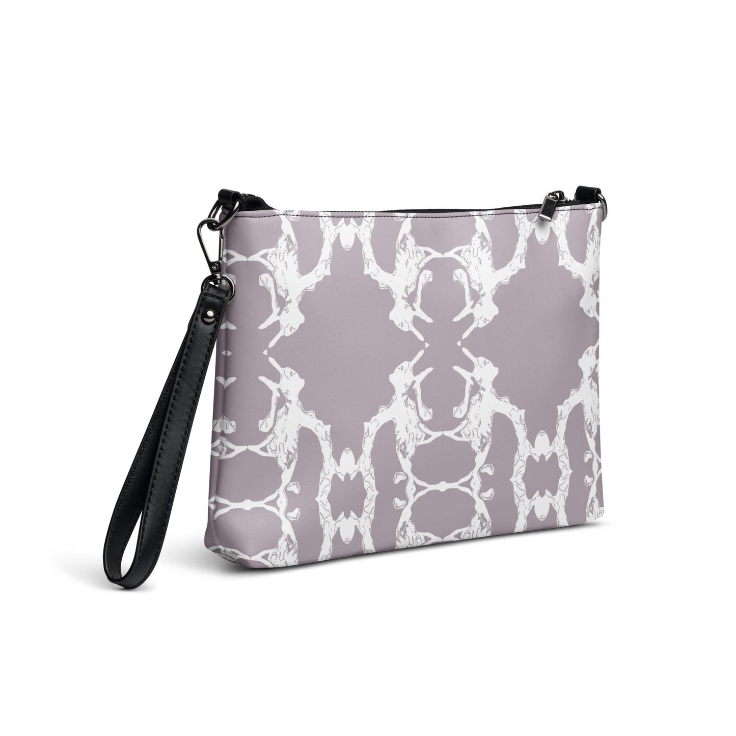 Stylish Gray Patterned Clutch & Crossbody Bag - Versatile 2-in-1 Accessory,  Metallic Pearl Purple Bag