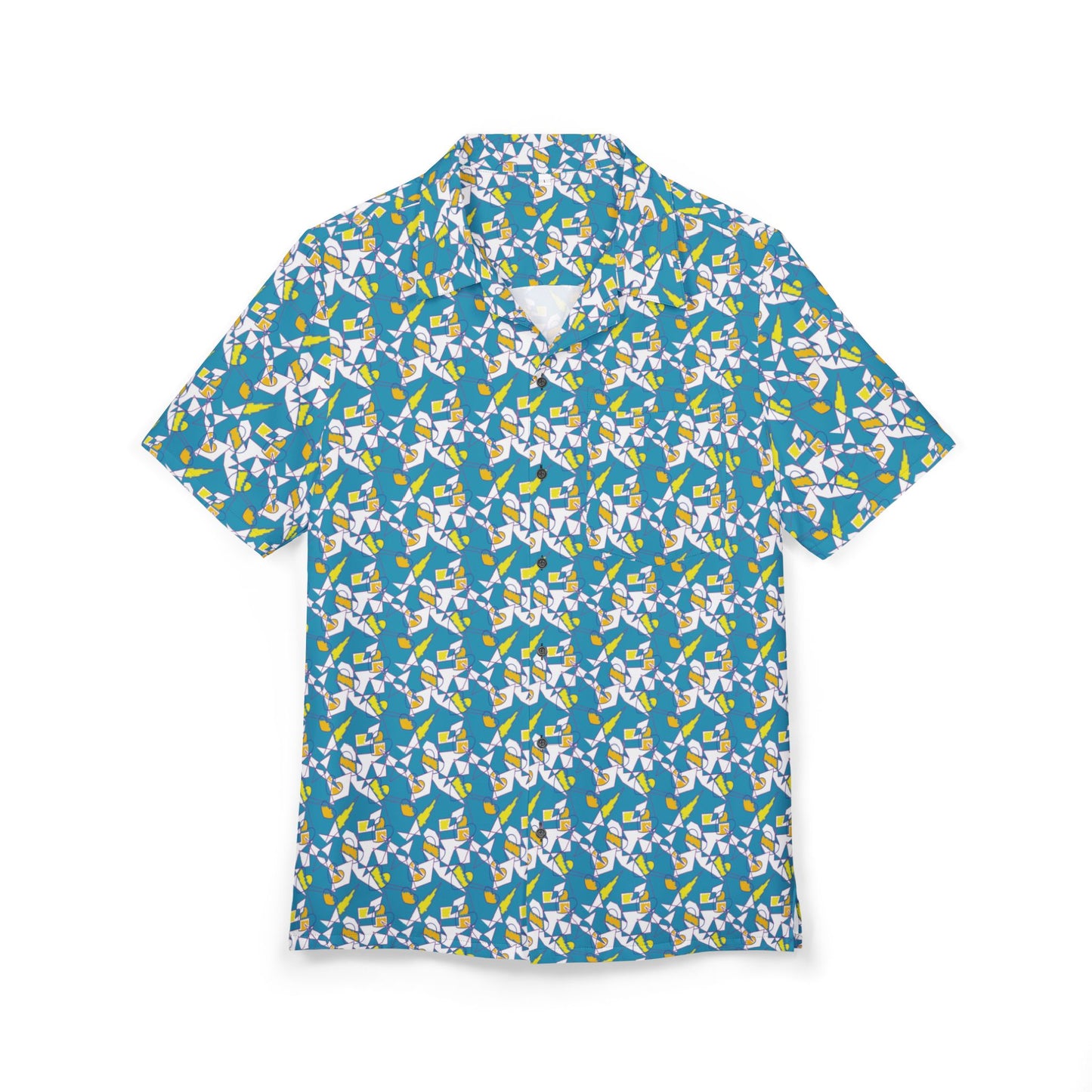 Tropical Blue Floral Hawaiian Shirt — Vacation Button-Down