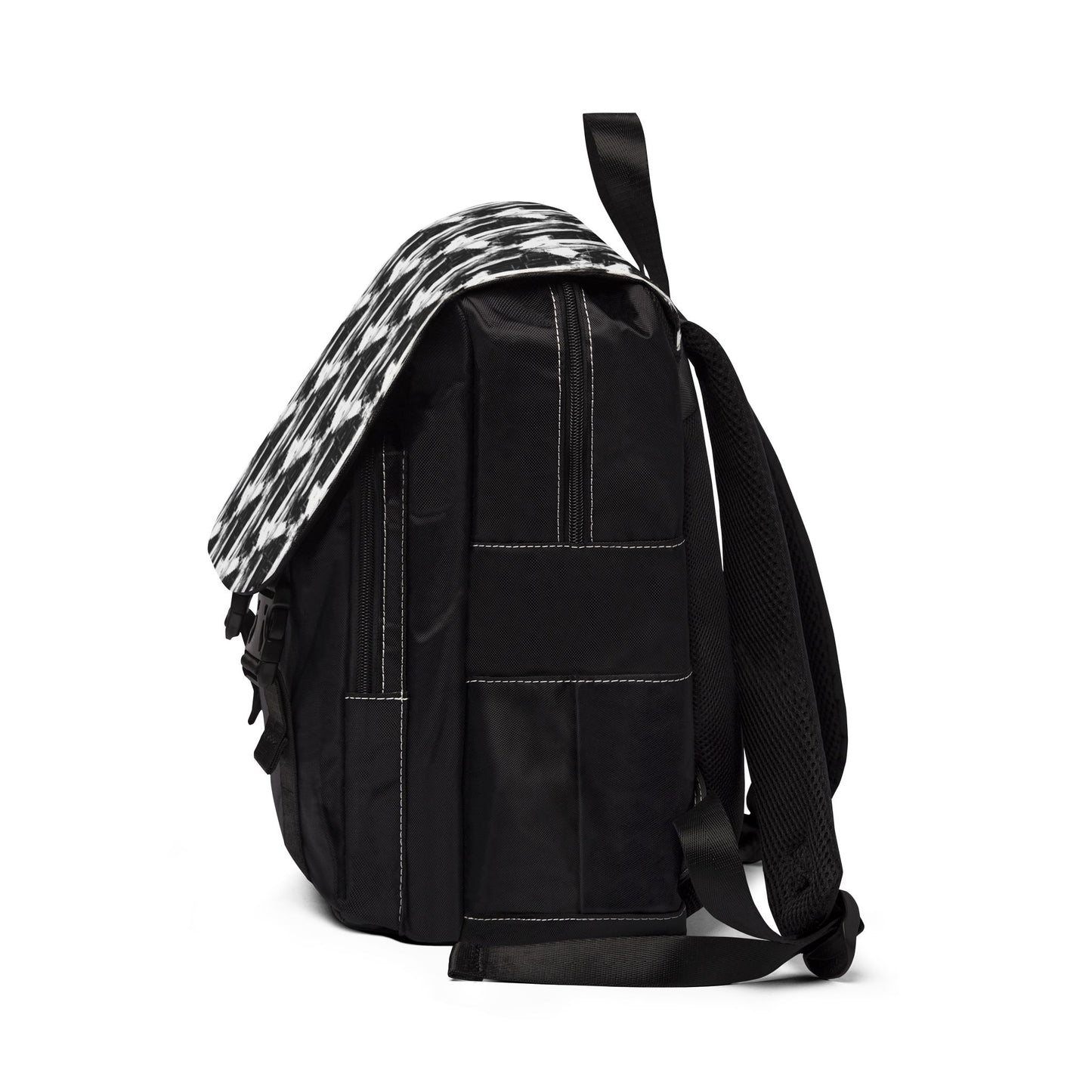 Black & White Brushstroke Backpack - Casual Shoulder Backpack