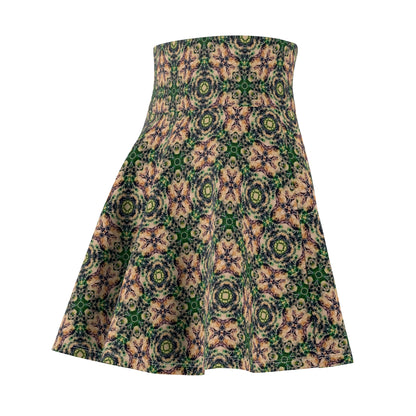 Floral Kaleidoscope Skater Skirt — Green Vintage Patterned AOP
