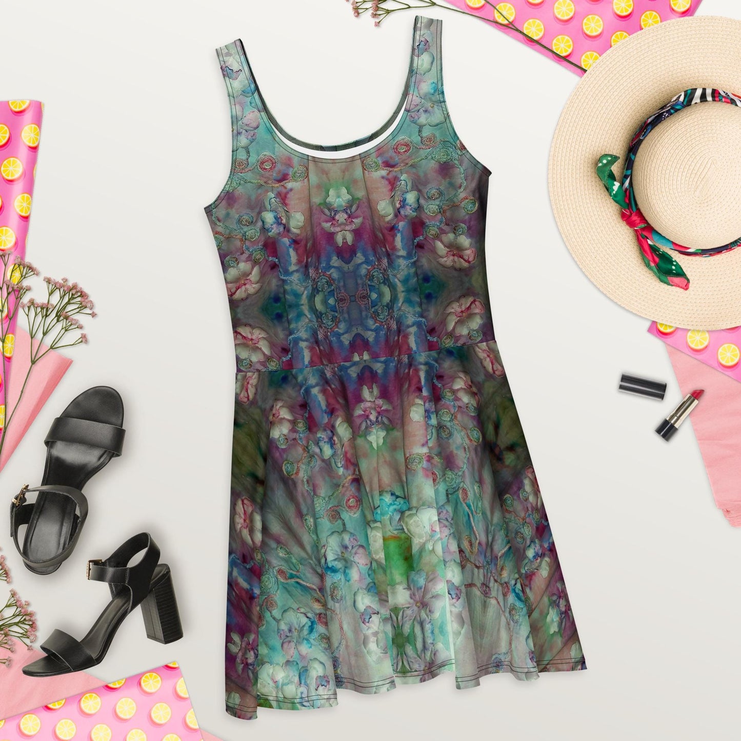 Floral Skater Dress: Chic Sleeveless Floaty Dress