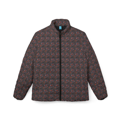 Women’s Puffer Jacket — All-Over Retro Abstract Print, Lightweight Winter Coat