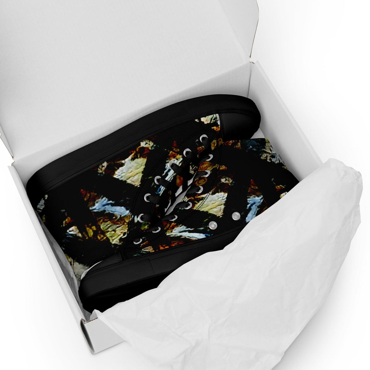 Men's Abstract Painted High Top Canvas Shoes: Streetwear Sneakers