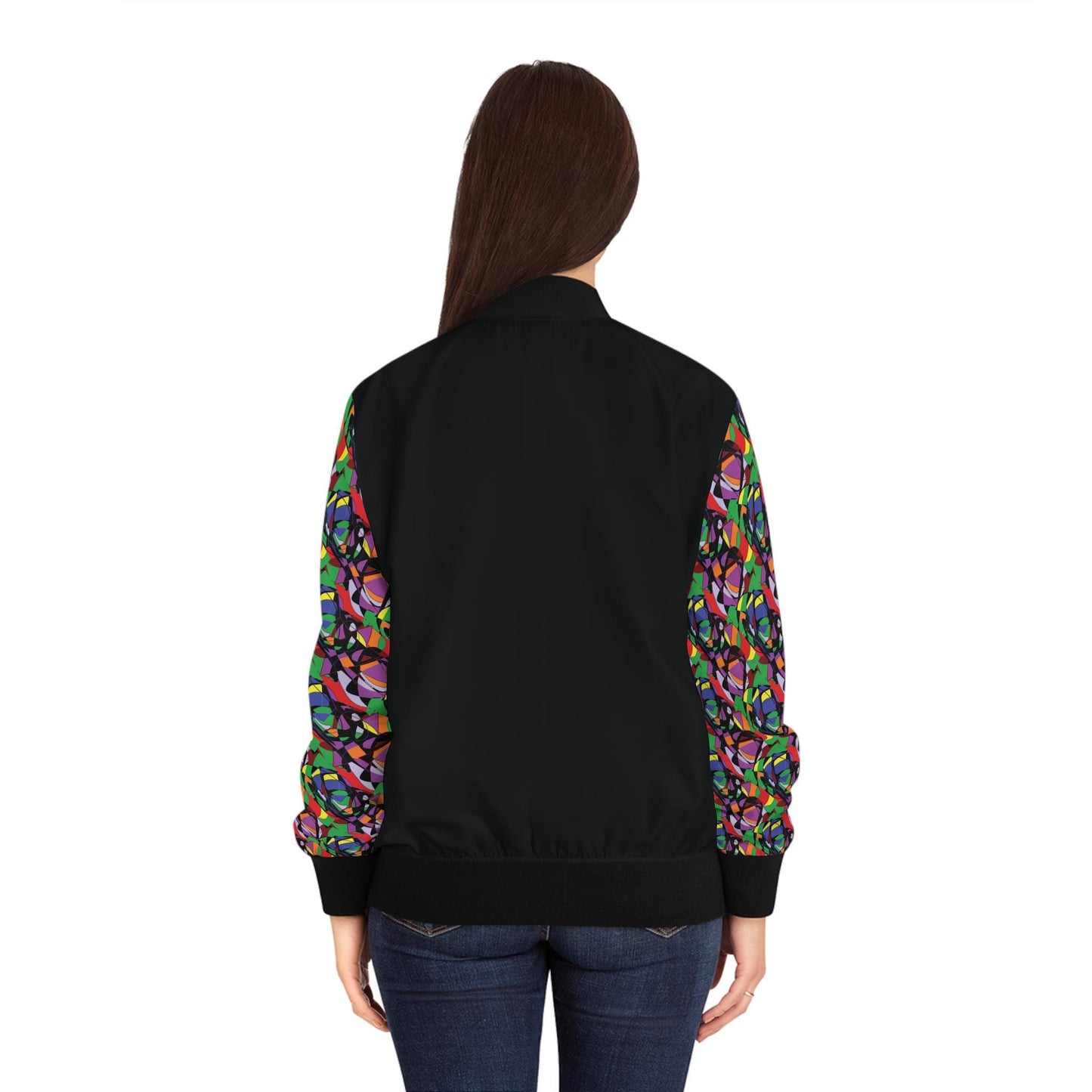 Colorful Women's Bomber Jacket, Trendy Outerwear, Fashion Statement, Layering Piece, Casual Style