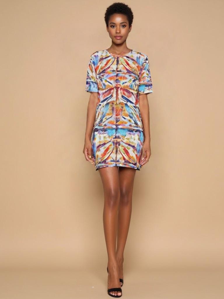 Multicoloured T-Shirt Dress: Vibrant Oversize Summer Top