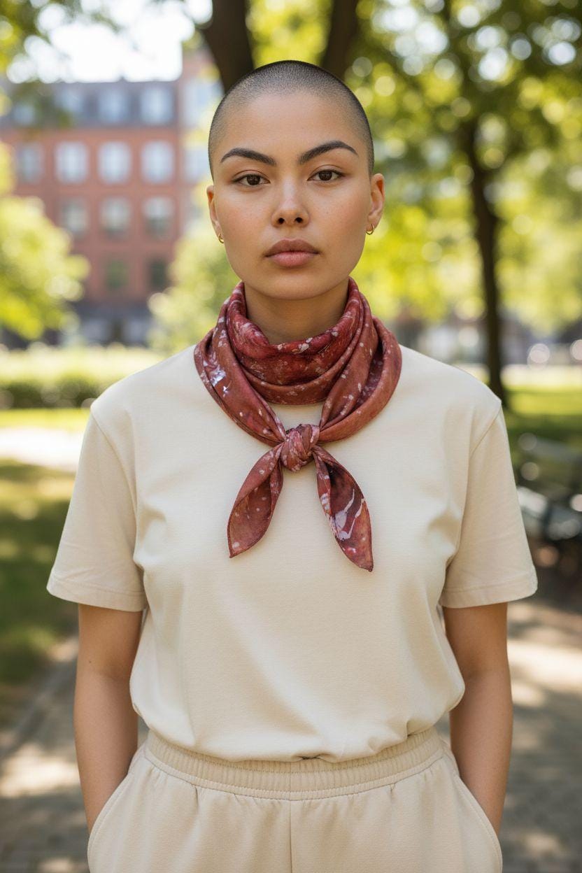 Handmade Batik Iced Dyed Scarf: Abstract Blossom Spring Scarf