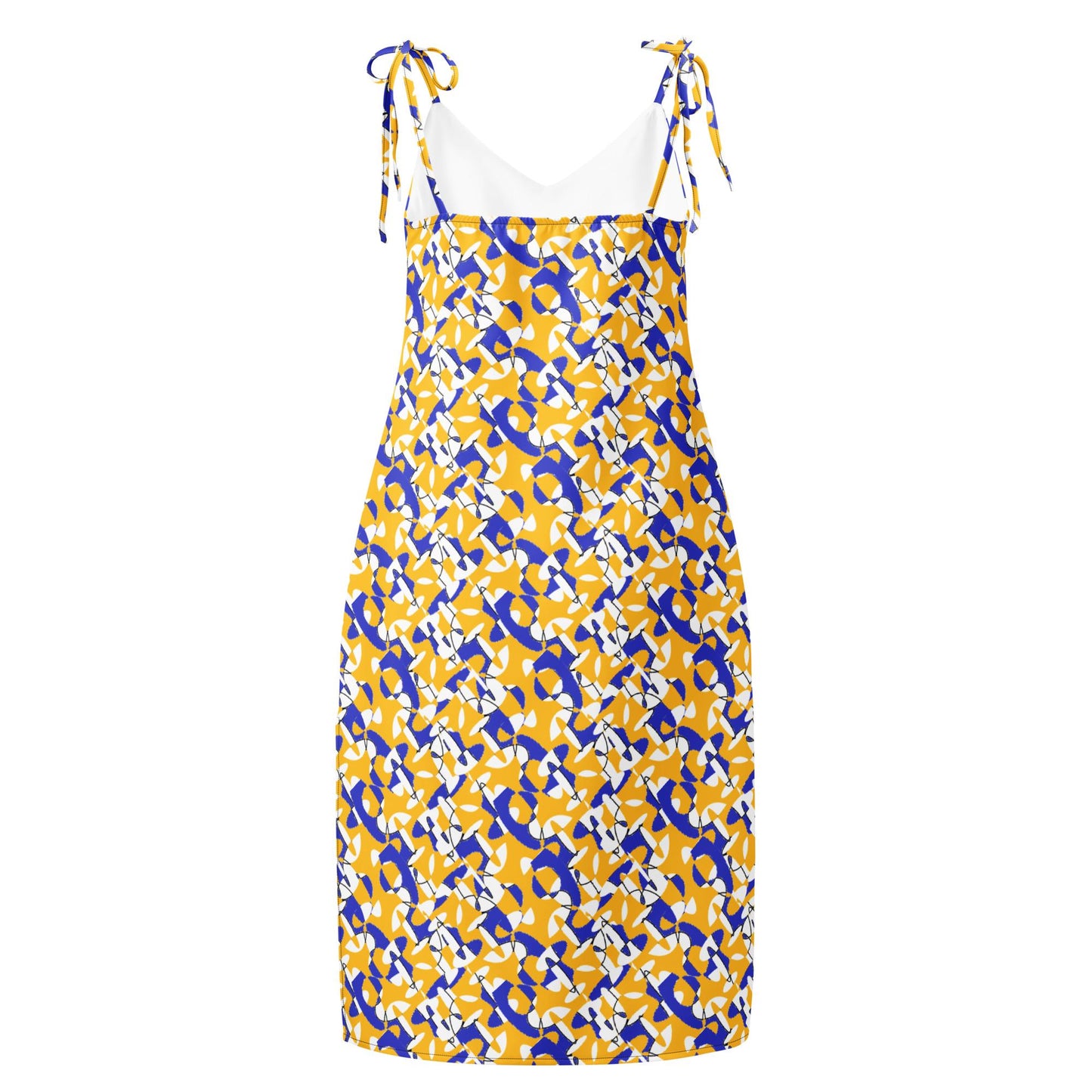Tie-Strap Sunset Bloom Holiday Slip Midi Dress