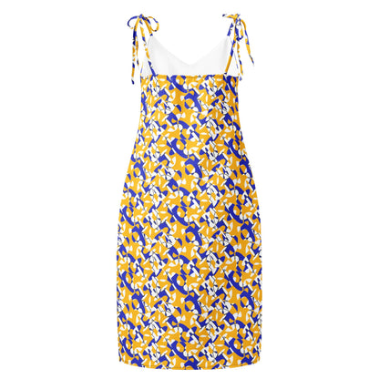 Tie-Strap Sunset Bloom Holiday Slip Midi Dress