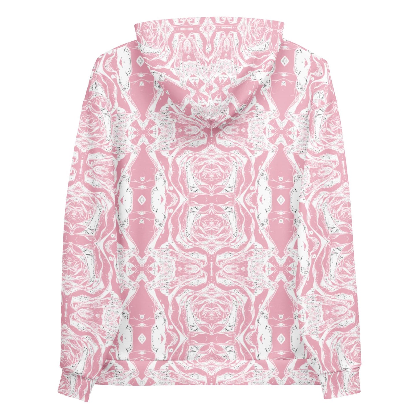 Pink Marble Print Hoodie with Pocket