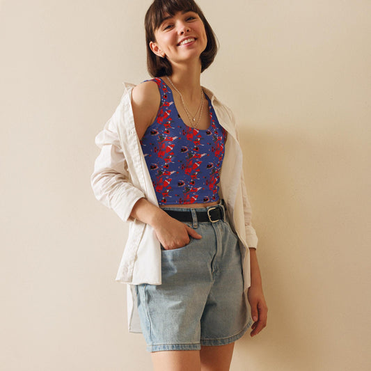 Vibrant Abstract Crop Top: Bold Sleeveless Tank