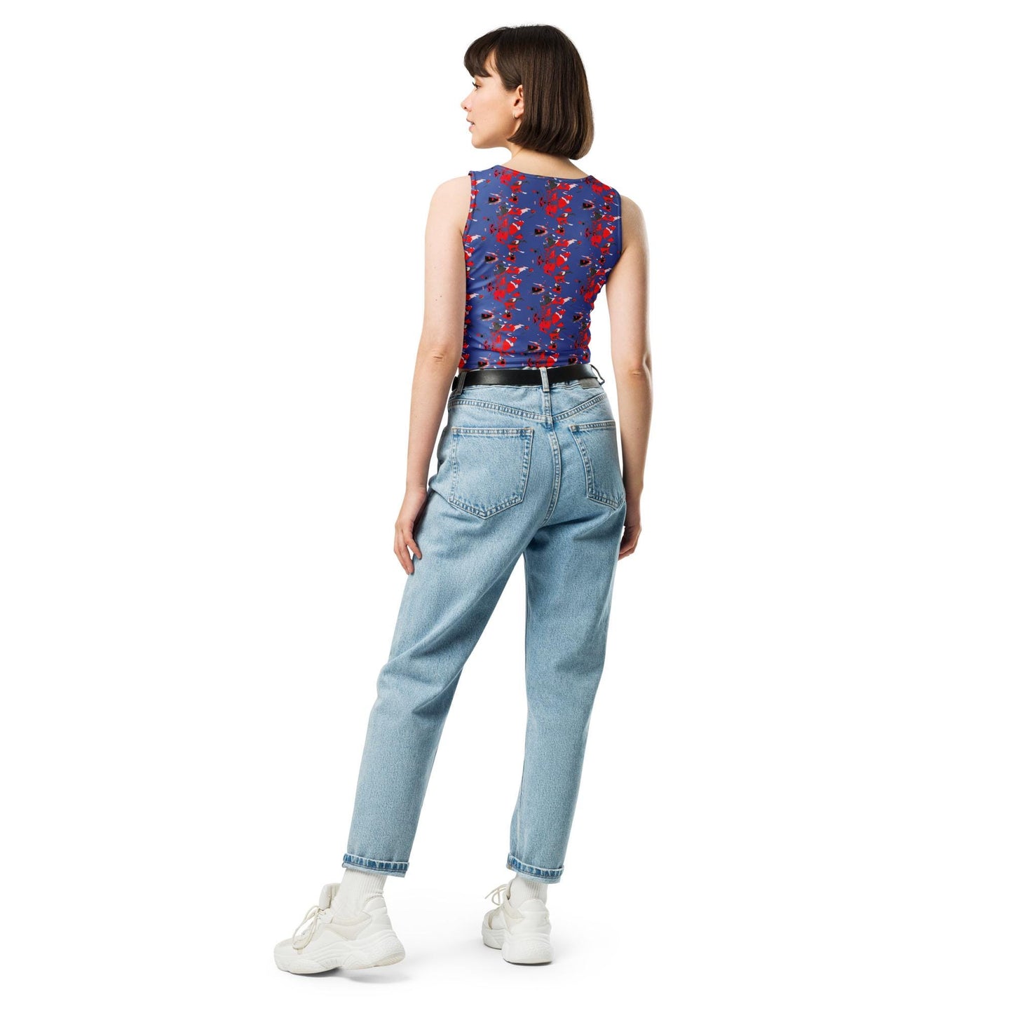 Vibrant Abstract Crop Top: Bold Sleeveless Tank