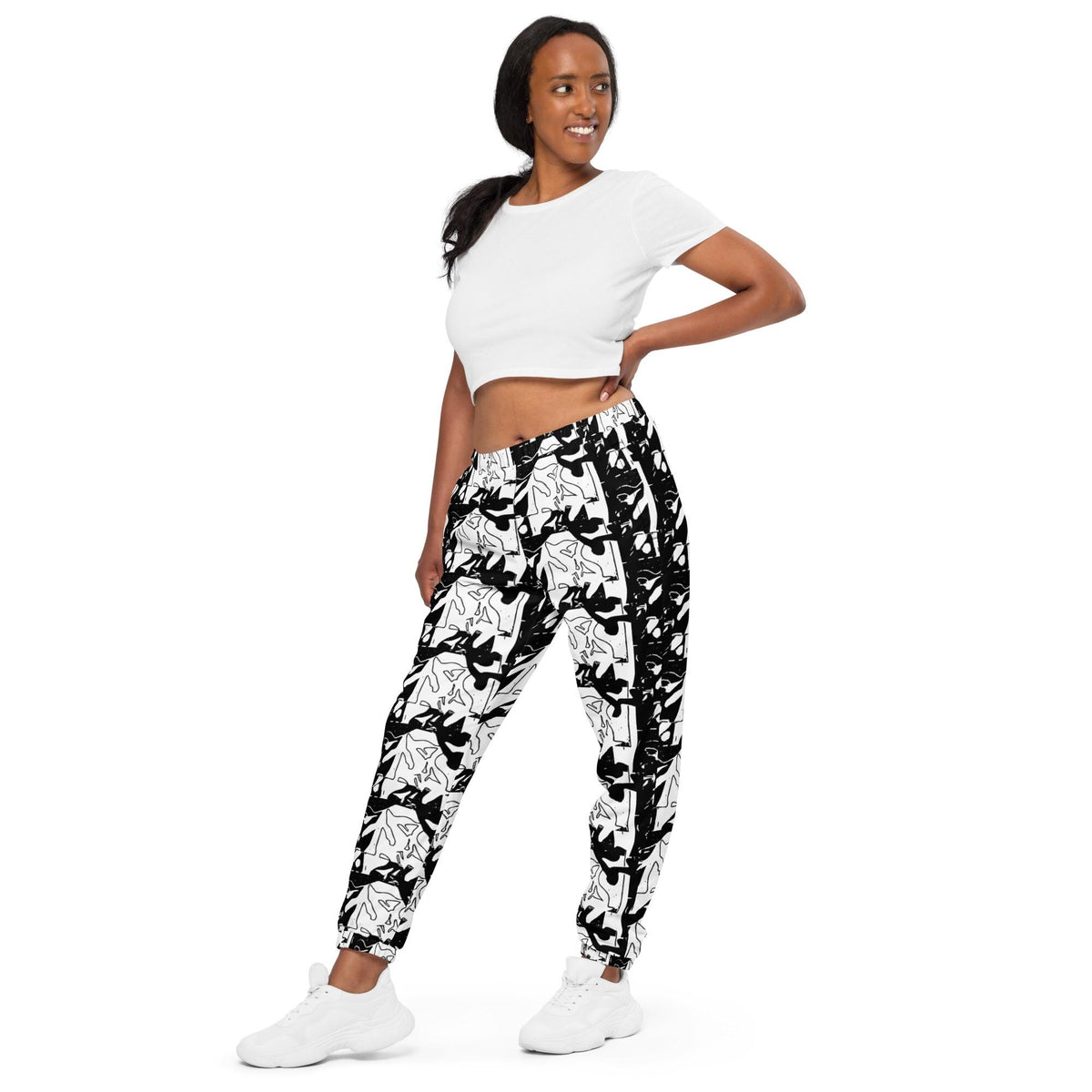 Abstract Line Art Track Pants: Unisex Streetwear, Waterproof Polyester