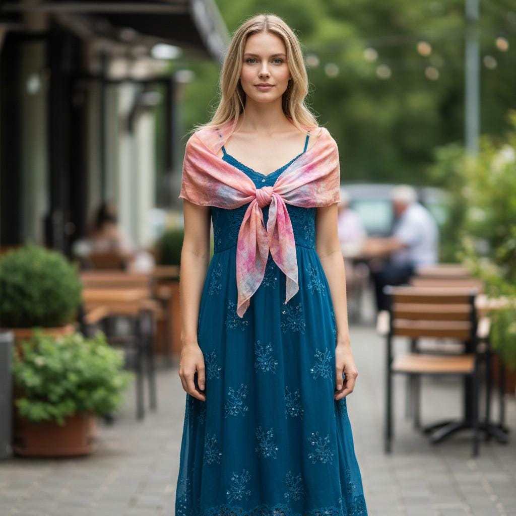 golden  yellow and pink blossoms shawl, elegant bright colourful shawl.