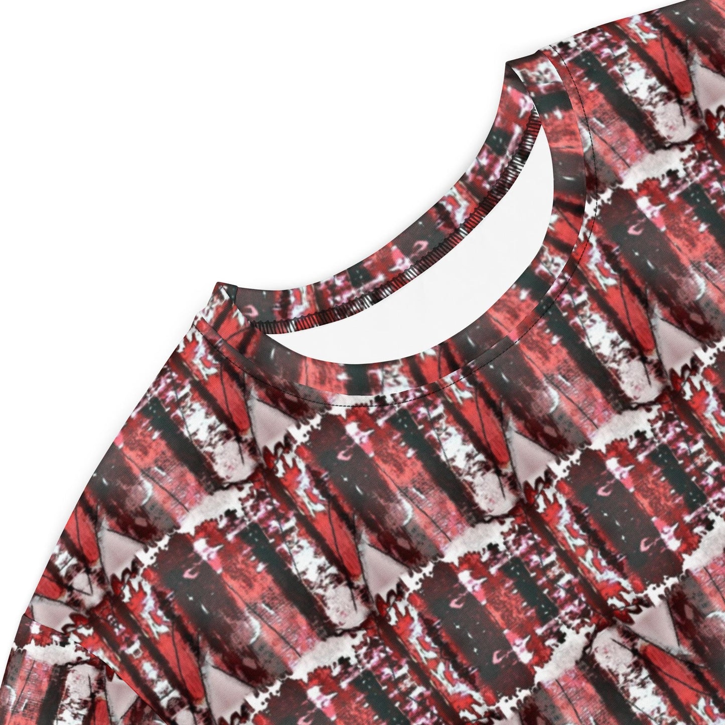 Abstract Red Black Striped T-Shirt Mini Dress: Oversized Drop Shoulder