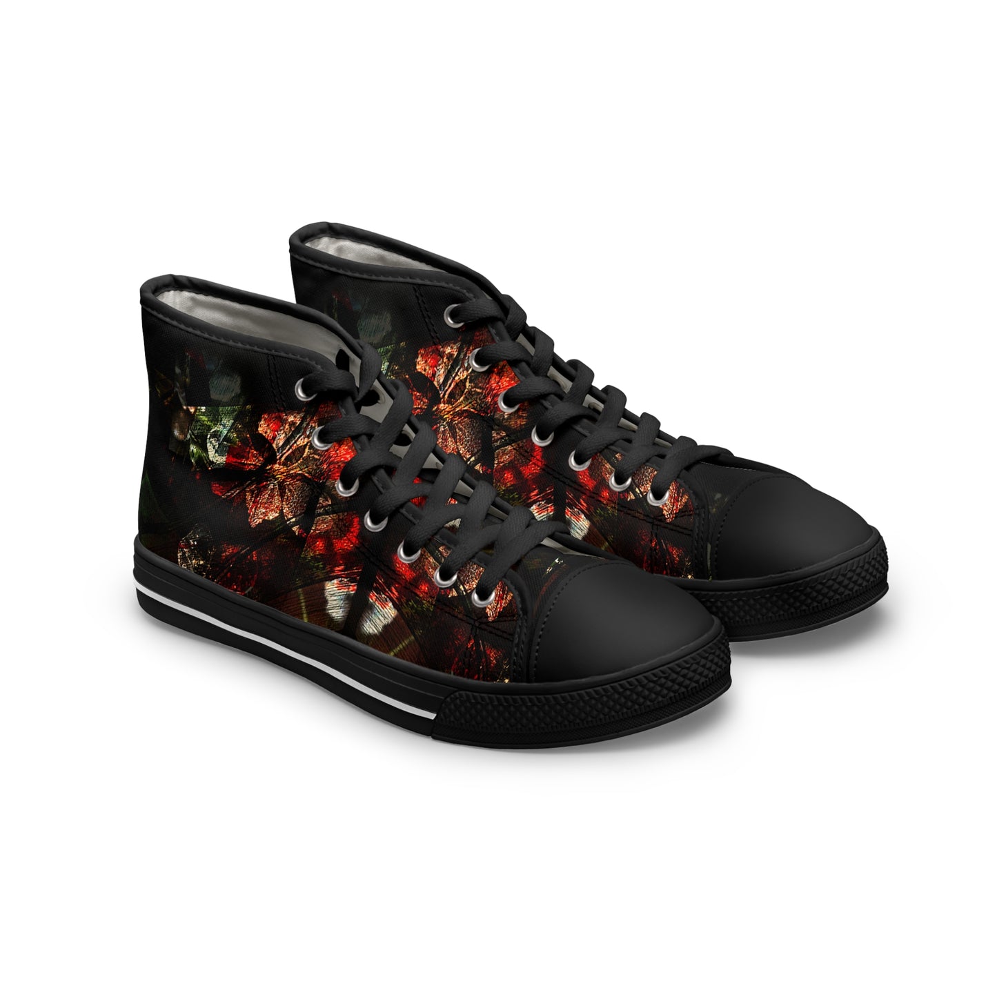 Women's High Top Sneakers — Dark Floral Grunge Print