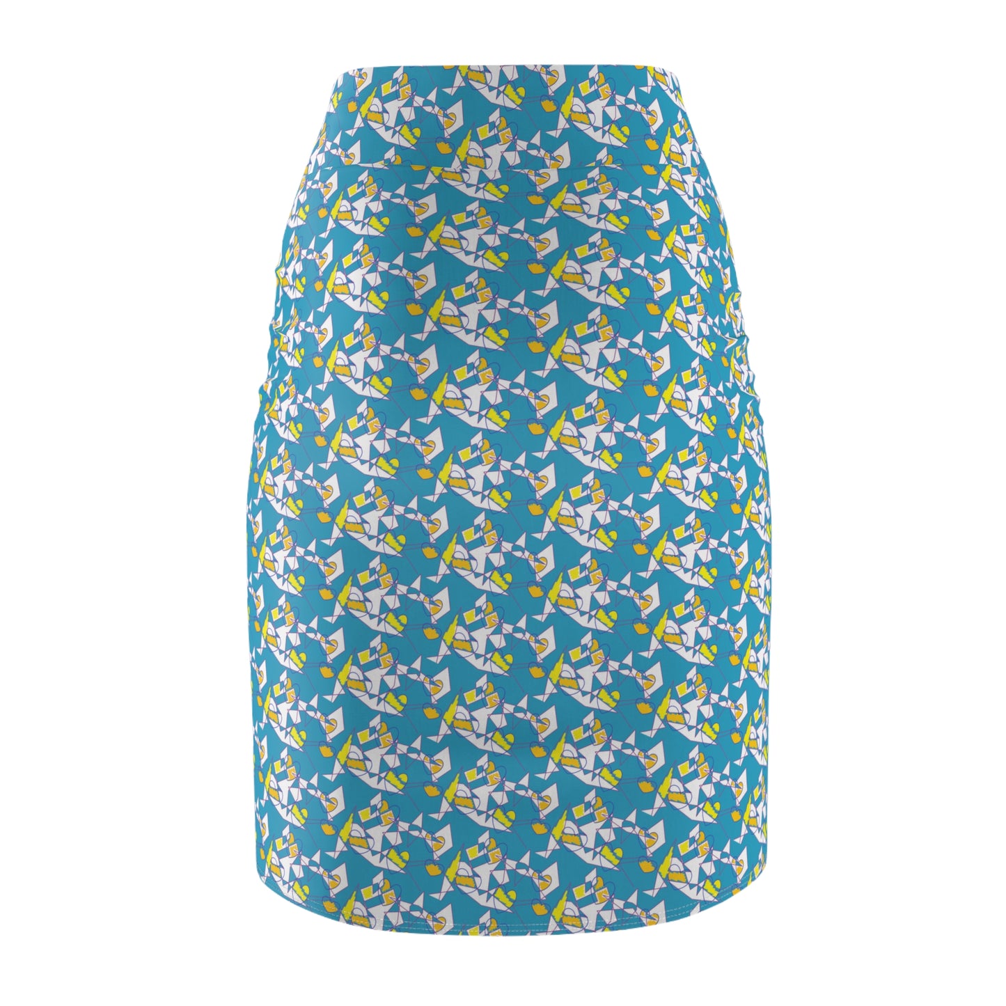 Floral Pencil Skirt: Vibrant Polyester Spandex Blend, Midi Skirt