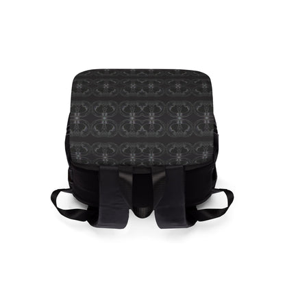 Black Patterned Casual Shoulder Backpack – Lightweight Everyday Daypack