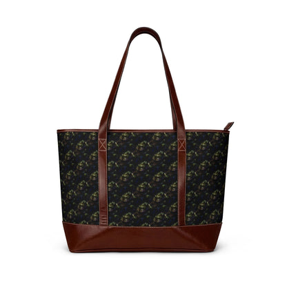 Vintage Botanical Tote Handbag — Dark Floral Pattern Shoulder Bag