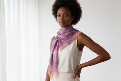 Batik Ice-Dyed Silk Scarf Set, Handmade Neck Scarf