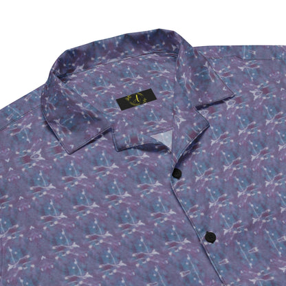 Vintage-Inspired Purple Button-Up Shirt - Casual Short Sleeve Blouse for Women