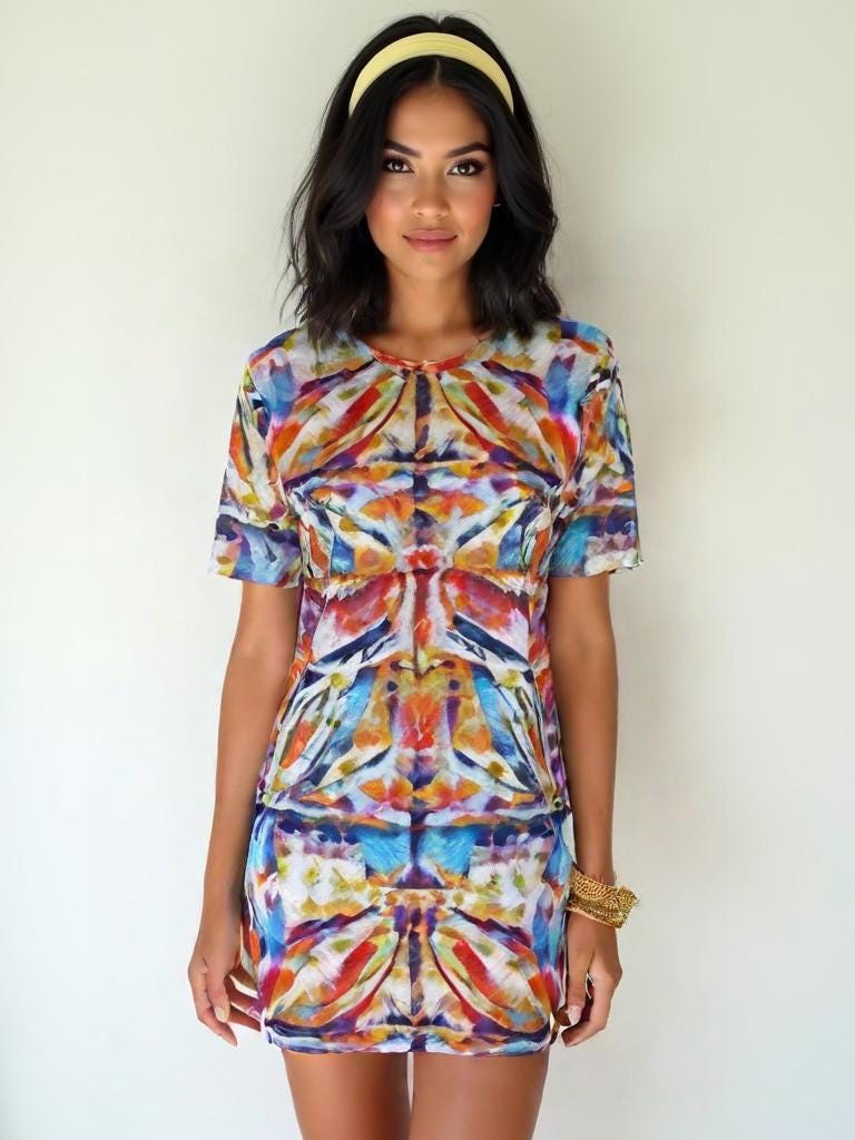 Multicoloured T-Shirt Dress: Vibrant Oversize Summer Top