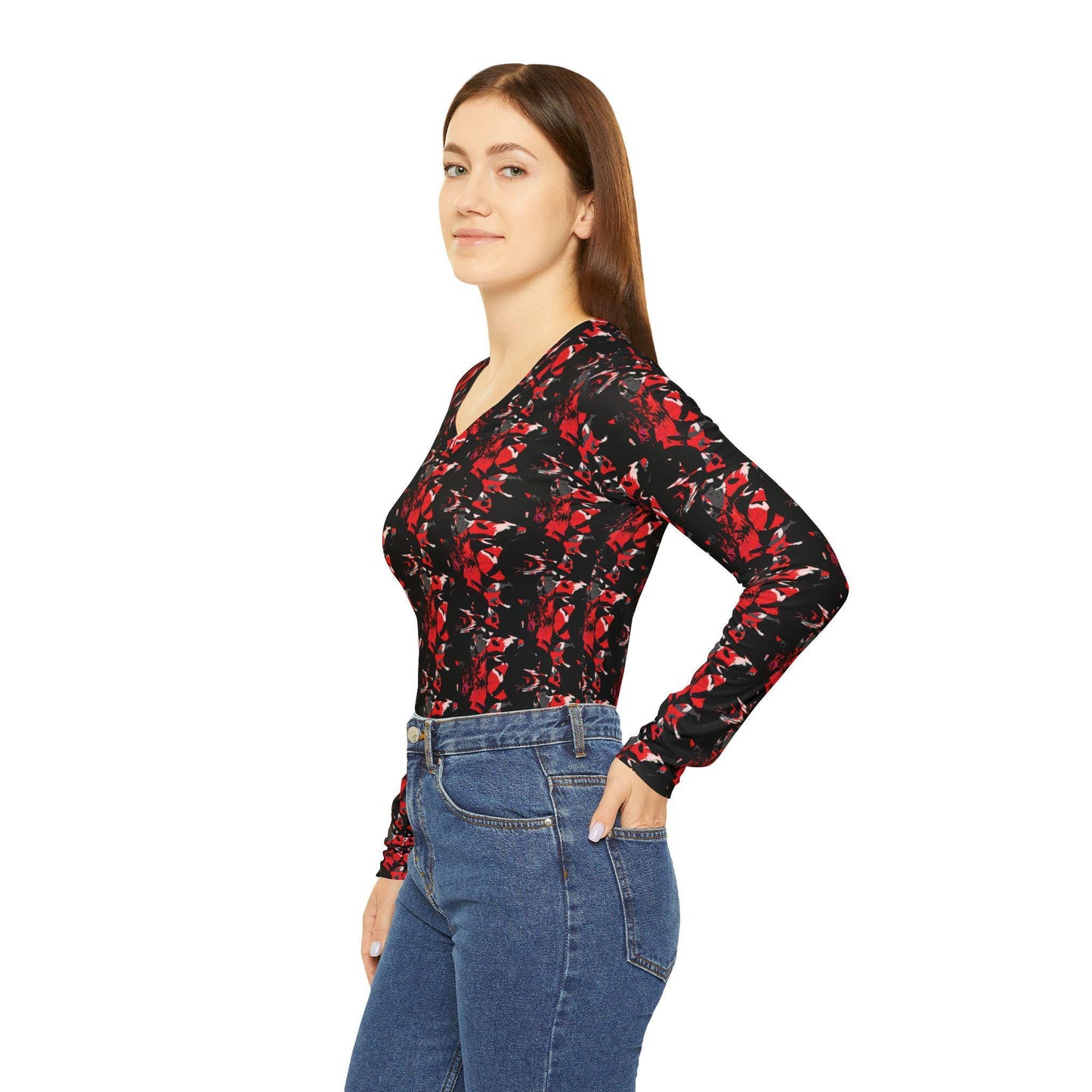 Abstract V-Neck Long Sleeve Shirt: Bohemian Women's Top