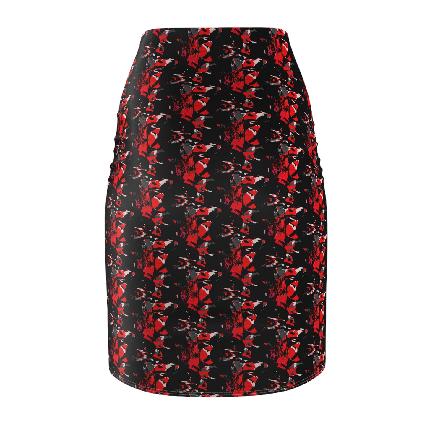 Stylish Women's Pencil Skirt | Chic Red Abstract Design | Perfect for Work, Parties, Date Night, or Casual Wear, Fashionable Style, Bodycon
