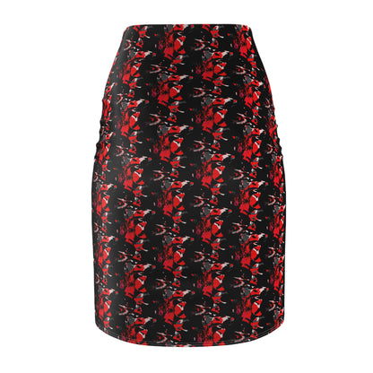 Stylish Women's Pencil Skirt | Chic Red Abstract Design | Perfect for Work, Parties, Date Night, or Casual Wear, Fashionable Style, Bodycon
