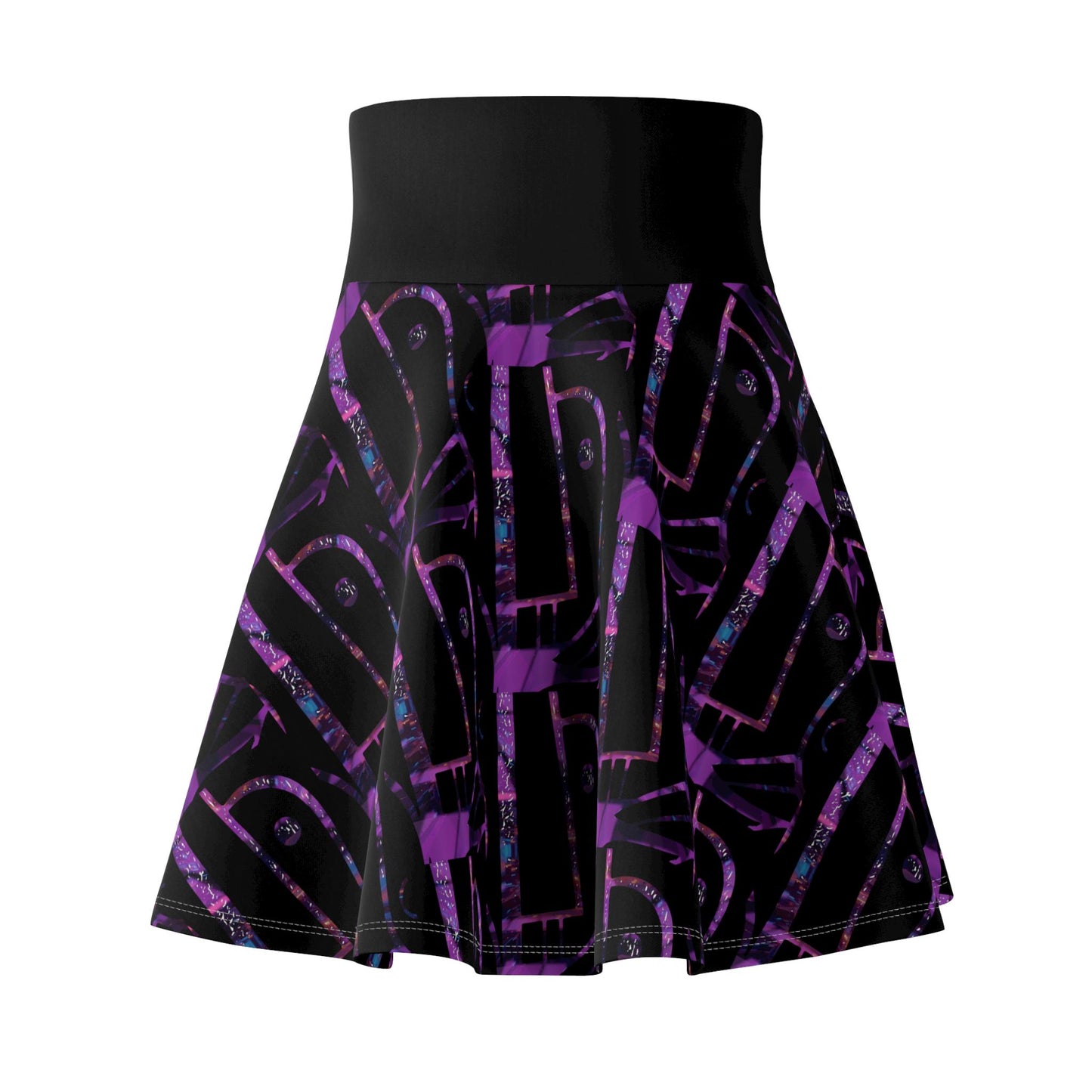 Purple Abstract Skater Skirt: Festival Boho Style