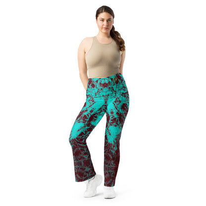 High-Waisted Flare Leggings: Recycled Polyester Stretchy Yoga Pants