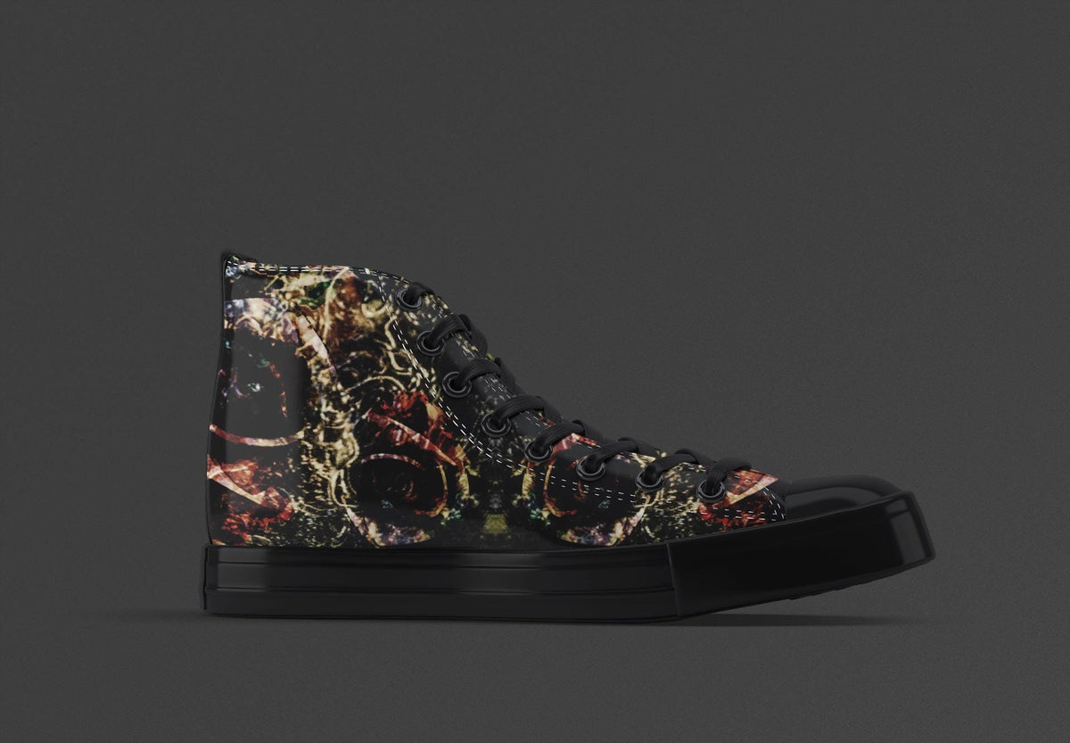 Men's Floral Canvas High Top Trainers: Avant-Garde Sneakers