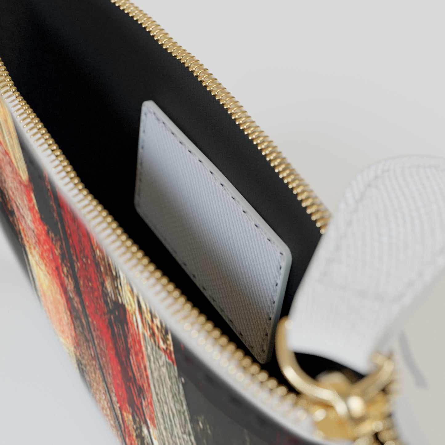 Abstract Red & Black Mini Clutch Bag – Artistic Brushstroke Wristlet Purse