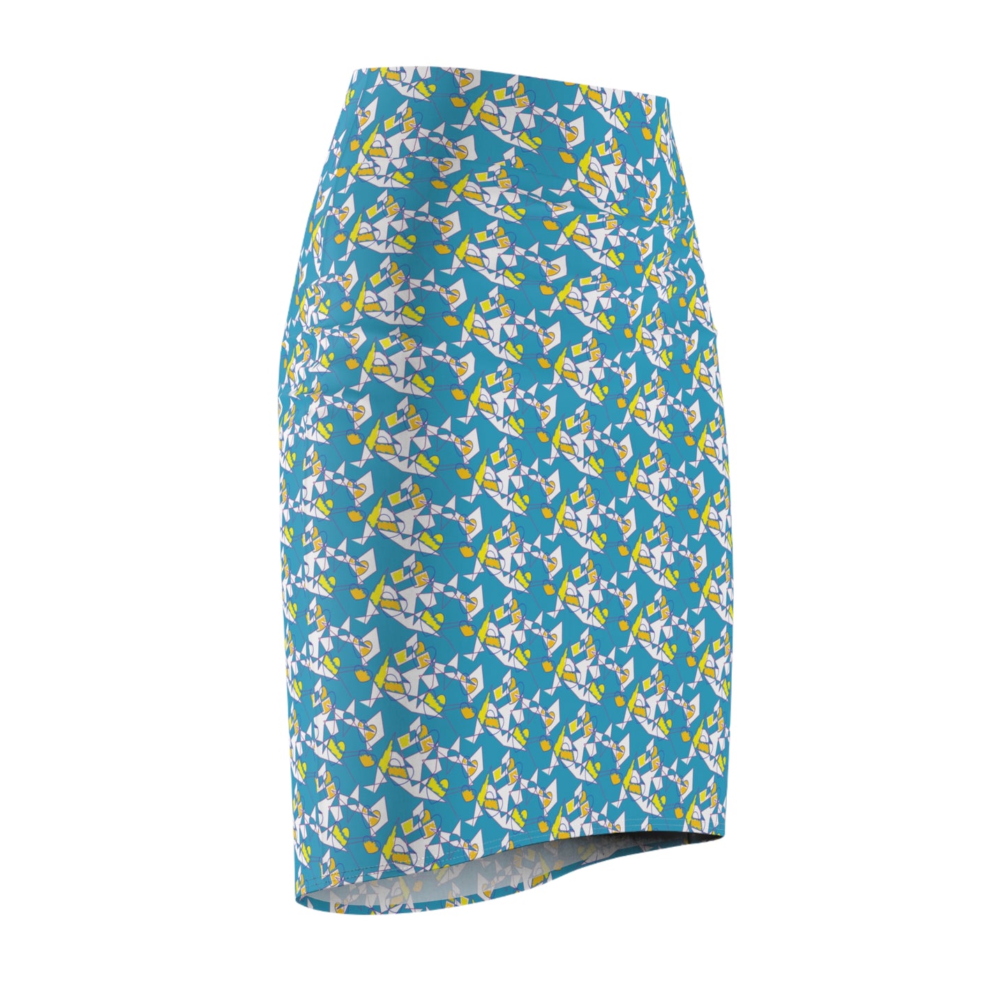 Floral Pencil Skirt: Vibrant Polyester Spandex Blend, Midi Skirt