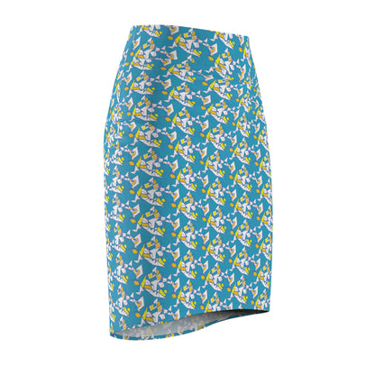 Floral Pencil Skirt: Vibrant Polyester Spandex Blend, Midi Skirt