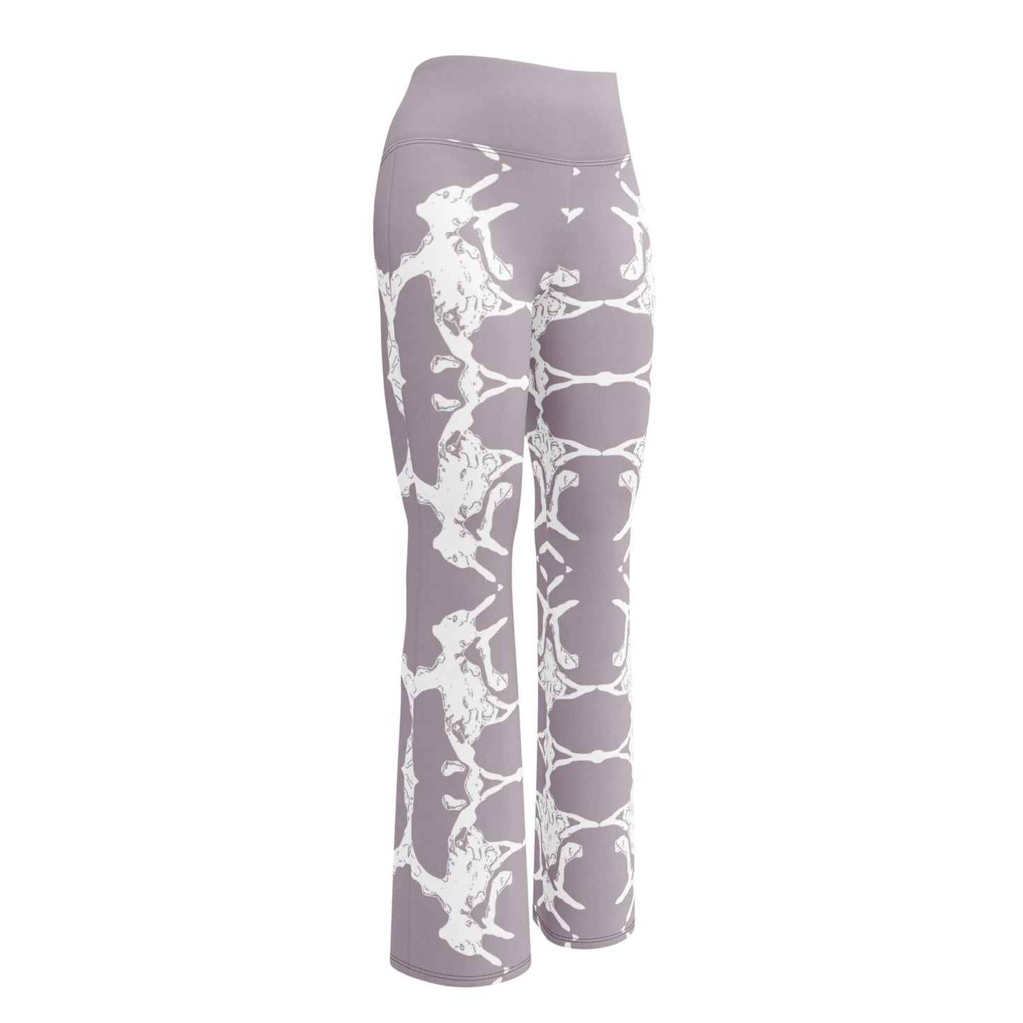 Abstract Print Wide-Leg Trousers: High-Waisted Pearl Pink Leggings