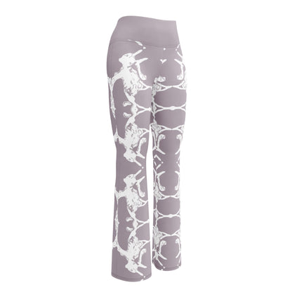 Abstract Print Wide-Leg Trousers: High-Waisted Pearl Pink Leggings