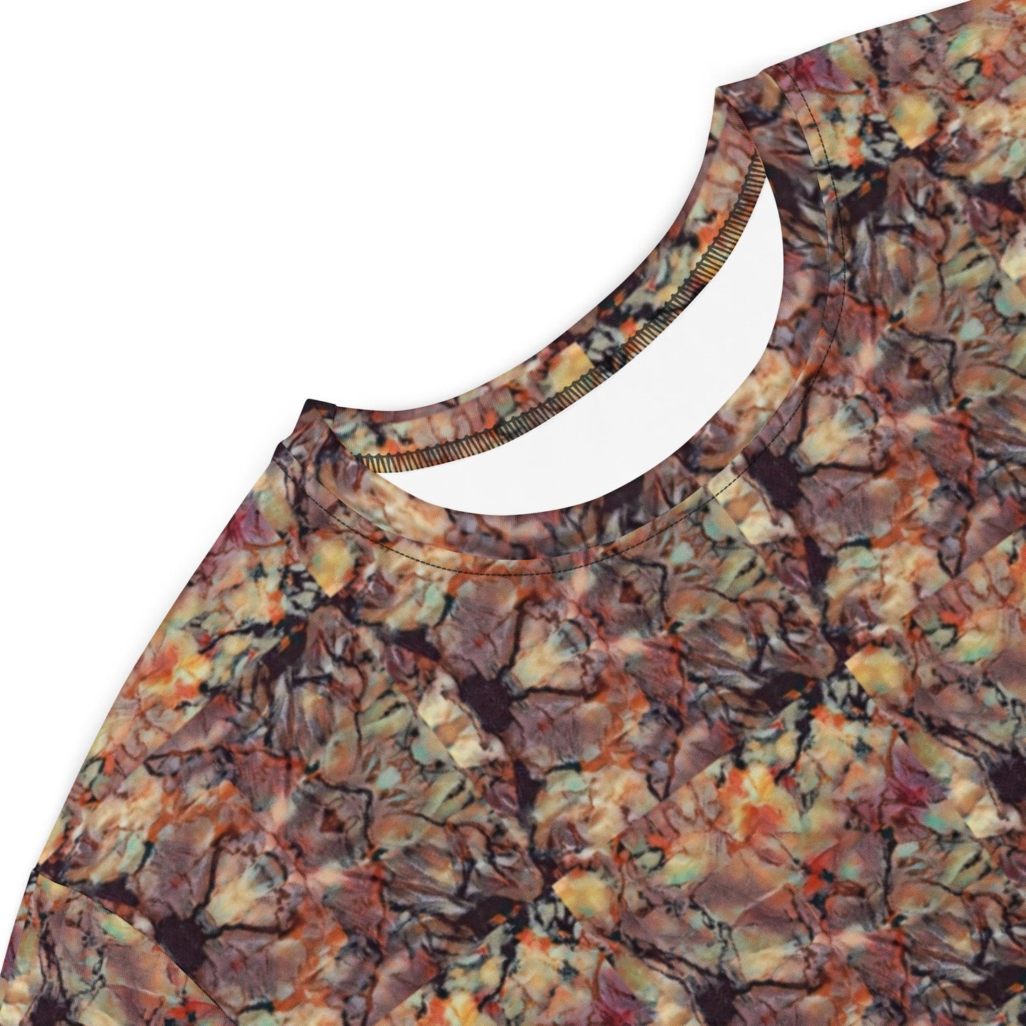 Boho Chic Abstract Print T-Shirt Dress | Earthy Tones Flowy Oversized Tee