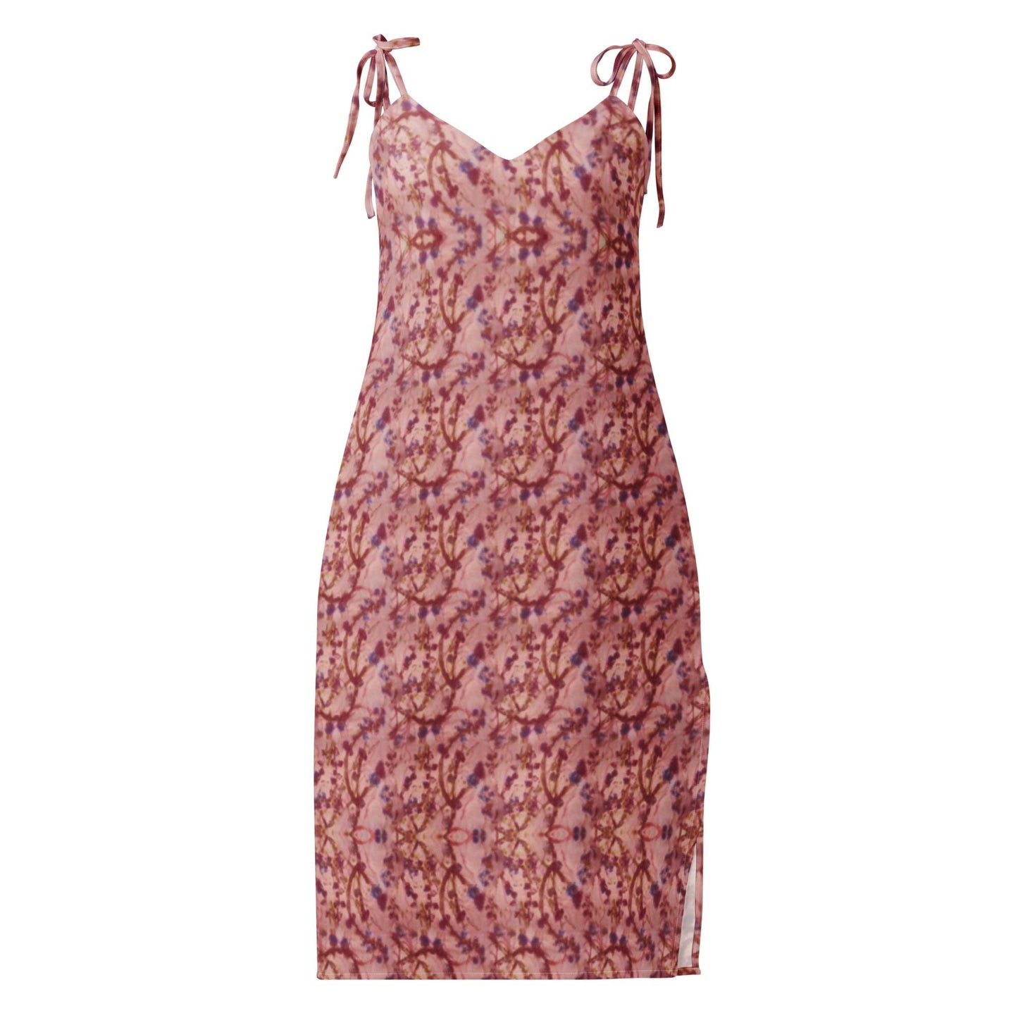 Romantic Rose Floral chiffon Slip Dress - Vintage-Inspired V-Neck Cami Midi