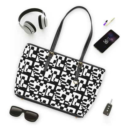 Geometric Black & White PU Shoulder Bag