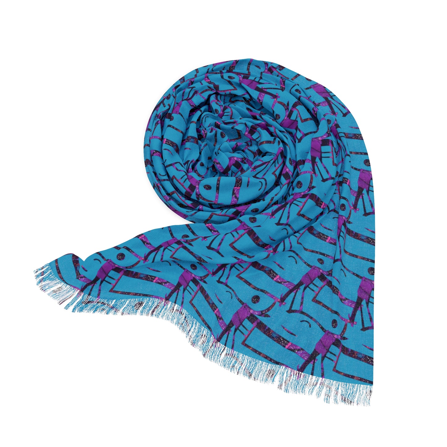 Light Scarf — Blue Geometric Patterned Lightweight Fashion Scarf
