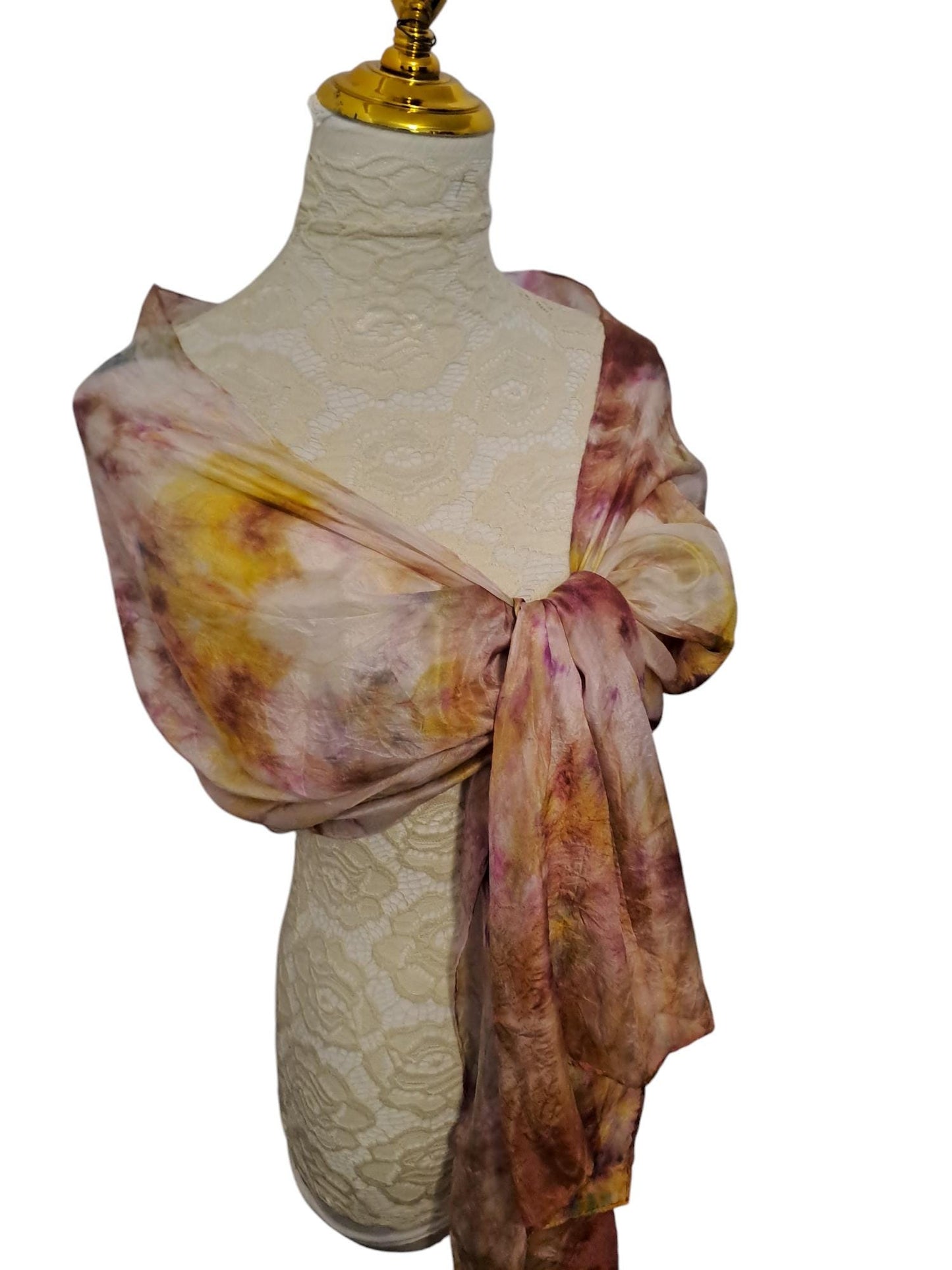 Bronze Rose Shawl: Elegant Silky Scarf