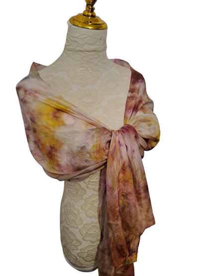 Bronze Rose Shawl: Elegant Silky Scarf