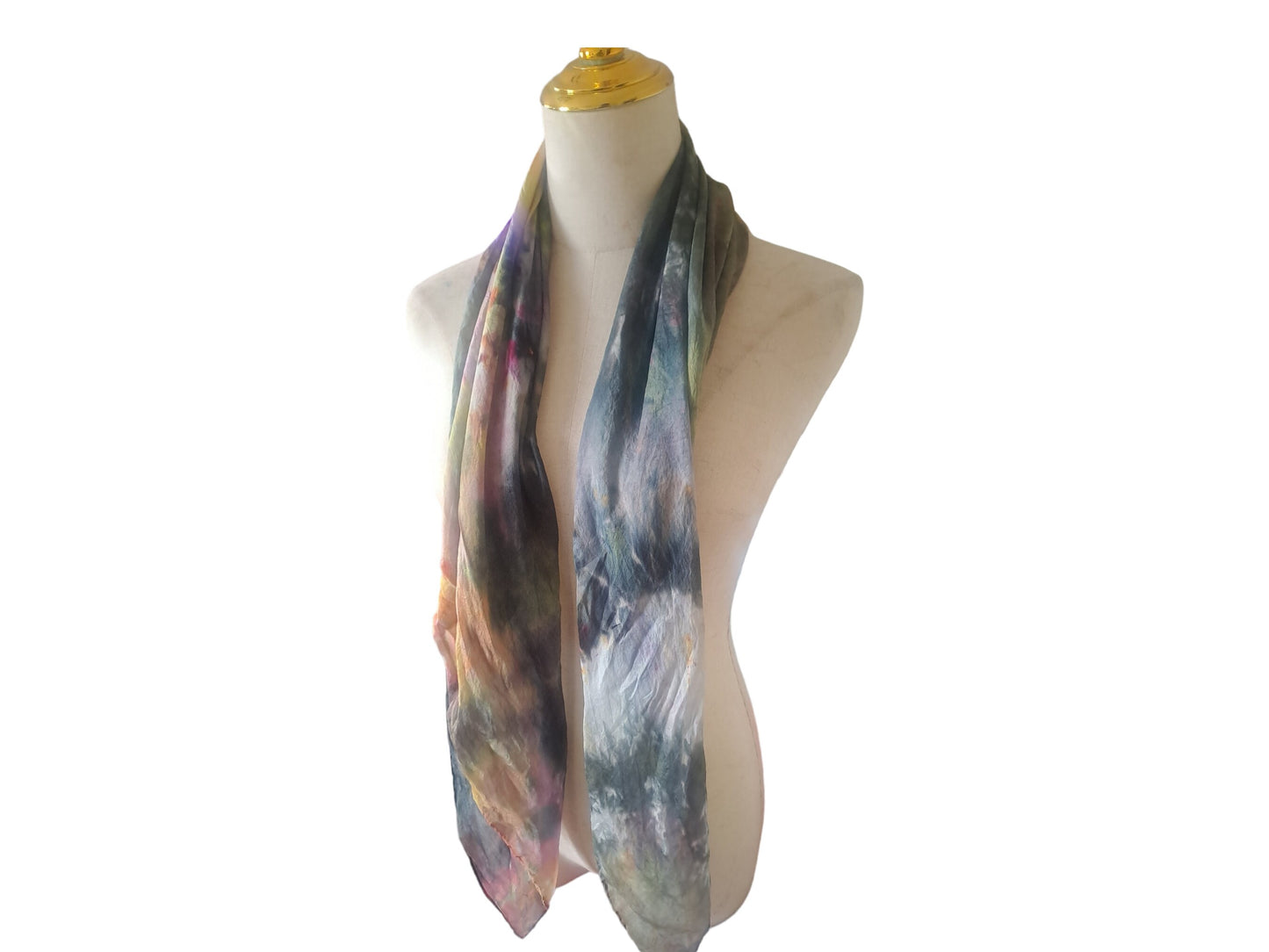 Handmade Rose Gold Ice-Dyed Silk Scarf: Luxurious Summer Shawl