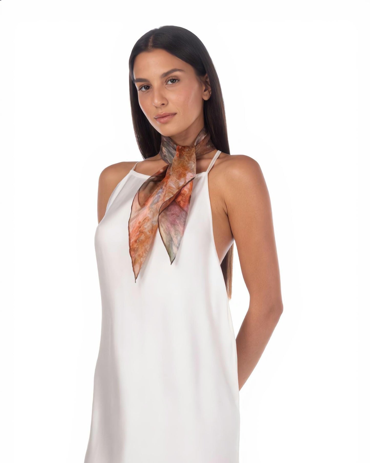 Hand Dyed Silk Scarf – Wearable Art, Square Bandana (55x55cm)