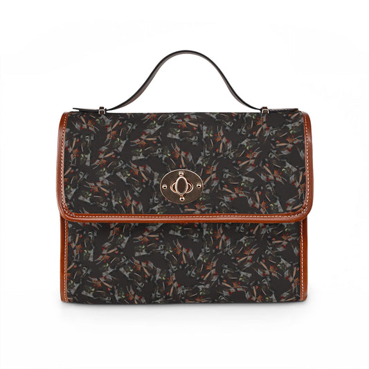 Waterproof Canvas Bag — Dark Abstract Pattern Satchel for Everyday Commute