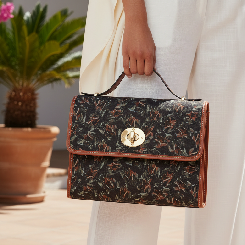 Waterproof Canvas Bag — Dark Abstract Pattern Satchel for Everyday Commute