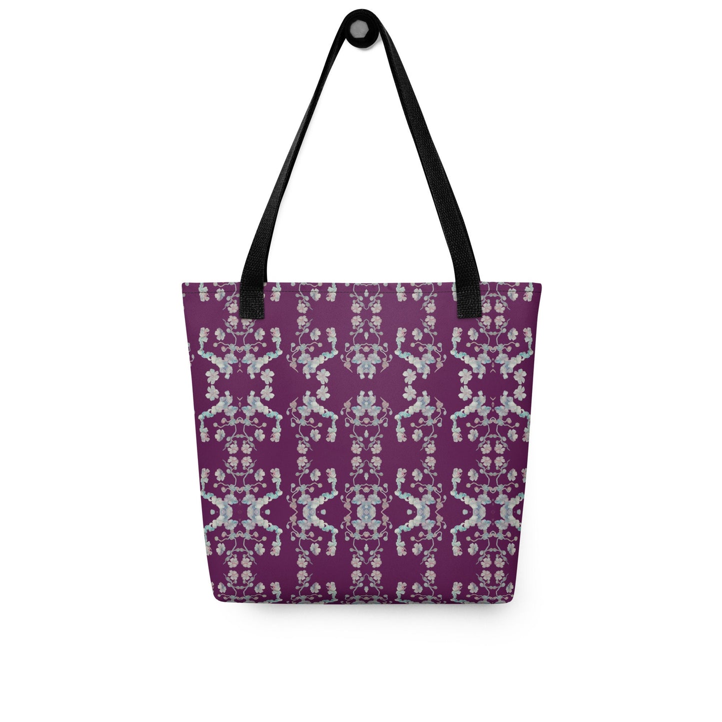 Floral Purple Tote Bag, Lightweight Polyester