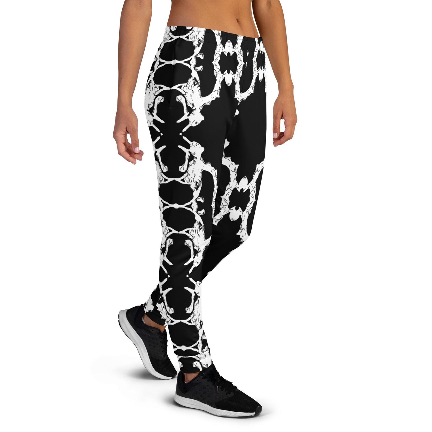 Abstract Print Joggers: Black & White Lounge Sweatpants